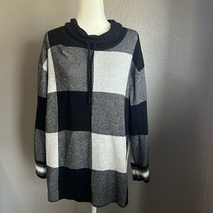 Talbot’s Women’s COWL NECK SWEATER/Buffalo Check/Plaid/Drawstring Size L